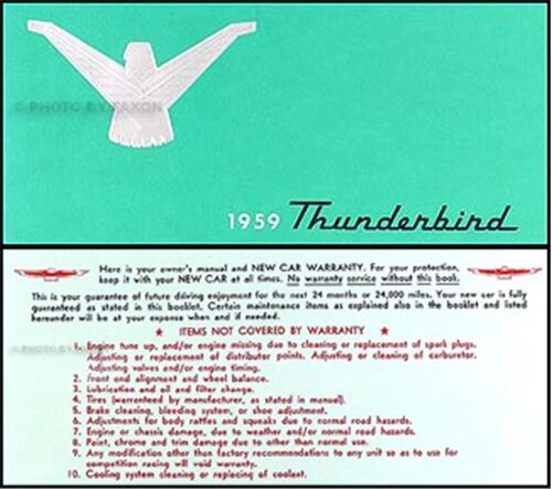 1959 Ford Thunderbird Owners Manual Package with Envelope 59 T Bird Tbird