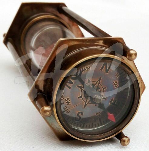 Nautical Maritime Brass Compass Hourglass Antique Sand Timer~Desk Accessory Gift