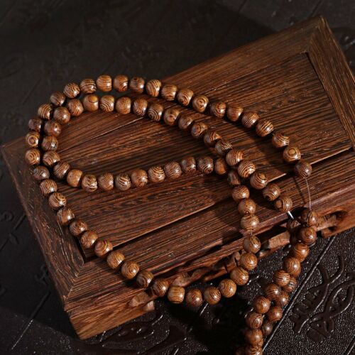 Natural Rudraksha Mala 108 Beads 6/8/10mm Prayer Buddhist Necklaces Bracelet 