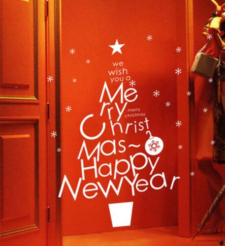Merry Christmas Happy New Year Snowflake shop window wall stickers UK  RUI12
