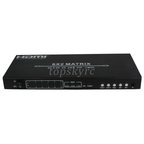 HDMI Matrix 6x2 Matrix Switch Splitter 4K 3D PIP for XBOX STB HD Player Phone