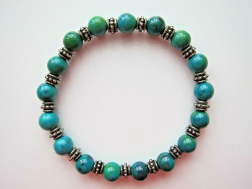 Turquoise Howlite /& Chrysocolla Beaded Bracelets with Tibetan Silver Spacer.