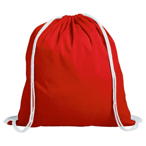 1 x Red 100% Cotton Drawstring Rucksack Backpack Tote Bag PE sack Kids Sport 