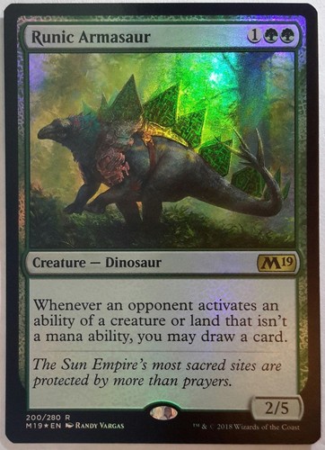1x FOIL Runic Armasaur Near Mint Magic legacy modern green Core Set 2019 M19 x1