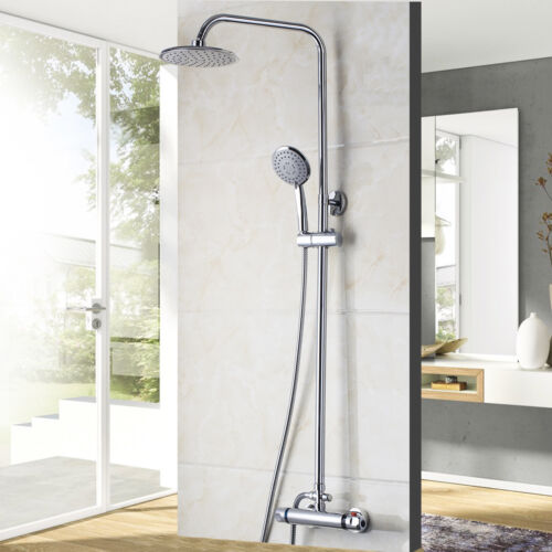 Thermostatic Shower Head Handheld Spary Faucet Set Mixer Value Tap Chrome Finish