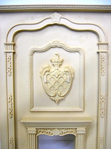 DOLLHOUSE MINIATURE GRAND FIREPLACE BESQUE STYLE w// CREST