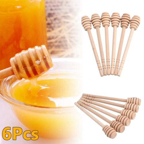Details about  / 16cm Wooden Honey Wood Stirring Honey Dippers Stick Jam Rod Spoon Long-Stick UK