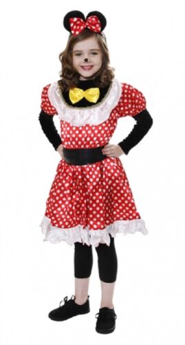 Ladies Girls Mini Mouse Fancy Dress Disney Theme Polka Dot White Red Costume 