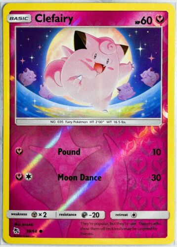 Clefairy REVERSE HOLO 39/68 Hidden Fates Pokemon TCG Card Near Mint 