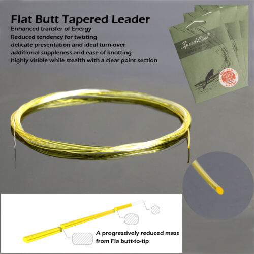 FREE TIPPET RINGS Flat Butt Leader 15ft 3X Pure Nylon in Yellow with Clear Tip