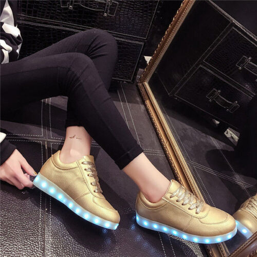 7 Colors Men Women LED Night Light Light Up Trainer Shoes High top Sneakers US12