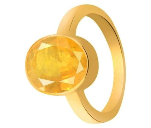 Details about   100% Natural Certified Yellow Sapphire Pukhra Rashi Ratan Panchdhatu Unisex Ring 