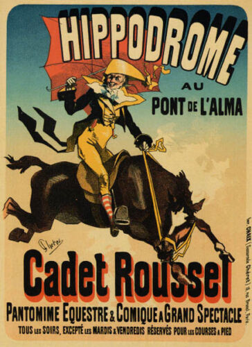 HORSEBACK HORSE RACECOURSE HIPPODROME CADET ROUSSEL FRENCH VINTAGE POSTER REPRO 