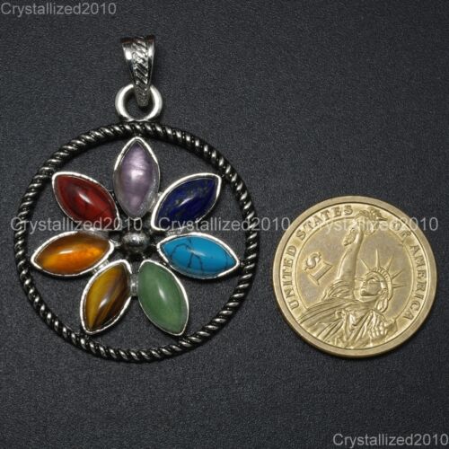 Natural Gemstones Moon Wings Cross Infinity Crown Chakra Healing Pendant Beads