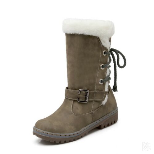 Women/'s Winter Boots Snow Fur Warm Insulated Waterproof Midi Calf Ski Shoes Size