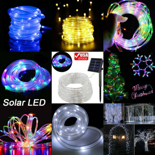 Details about  / Solar Powered Rope Led String Fairy Lights Strip Waterproof Outdoor Garden Patio