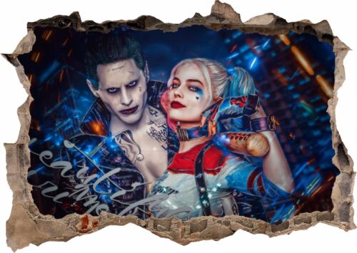 Harley Quinn Joker Suicide Squad 3d Smashed Wall View Sticker Poster Vinyl 690