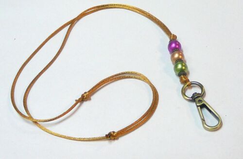 keys Details about  / Cord Necklace Lanyard ID badge holder adjustable length pearl rainbow