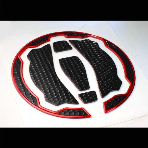 Chromed Red+Black Gas Tank Fuel Cap Cover Protector Pad Ninja 650//400//Z650//Z900