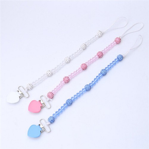 Baby Boys Girls Dummy Pacifier Soother Nipple Leash Strap Beaded Chain Clip HZ