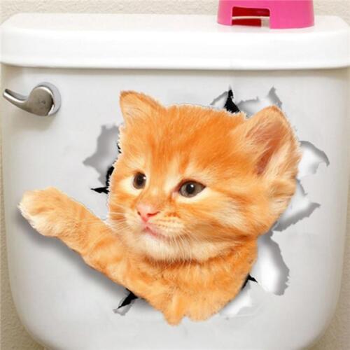 3D котенок настенная наклейка милый туалет спальня холодильник настенные наклейки АРТ декор ФА