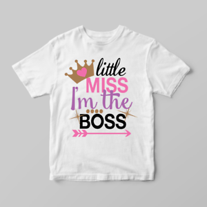 Little Miss I/'m The Boss Funny Girls Children/'s Kids T Shirts T-Shirt Top Gift