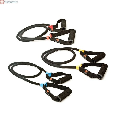 Extra Heavy Resistance Body Sport Covered Resistance Tube With Foam Handle Bla