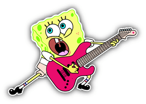 SpongeBob Guitar Cartoon Car Bumper Sticker Decal 5/'/' x 3/'/'