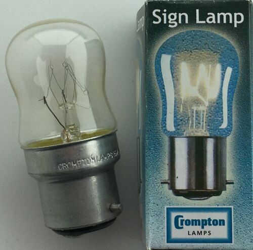 5x Crompton 15W BC B22 240Volt PYGMY Lamp 15 Watt Bulb SIGN 