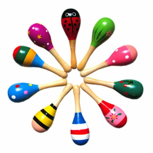 Wooden Maraca Rattles Shaker Percussion Baby Musical Toy Gift 1pcs UK