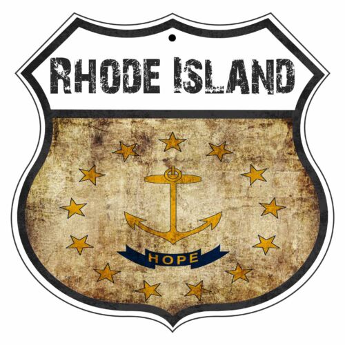 RHODE ISLAND State Vintage Flag Novelty Highway Shield Metal Sign