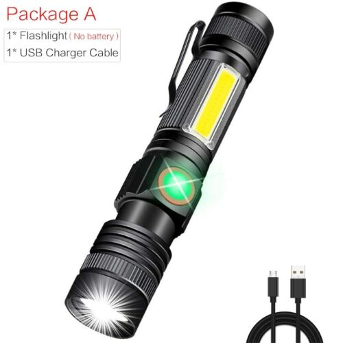 80000LM T6+COB LED Flashlight Torch USB Rechargeable Zoomable With Magnetic Base 