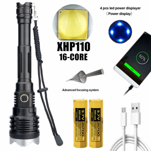 XHP50.2/90.2/110/160 LED Flashlight USB Rechargeable Spotlight Torch 18650/21700 