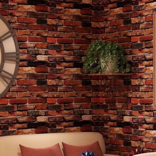 Wall Stickers Brick Style Red Peel and Stick Wallpaper Self Adhesive Waterproof