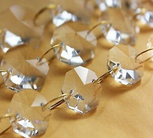 33FT Crystal Chandelier Prism Glass Bead14mm Octagon Chain Wedding Garland Part