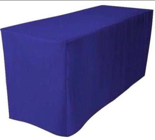 Fitted Polyester Table Cover Trade show Booth DJ Tablecloth ROYAL BLUE 6' ft 