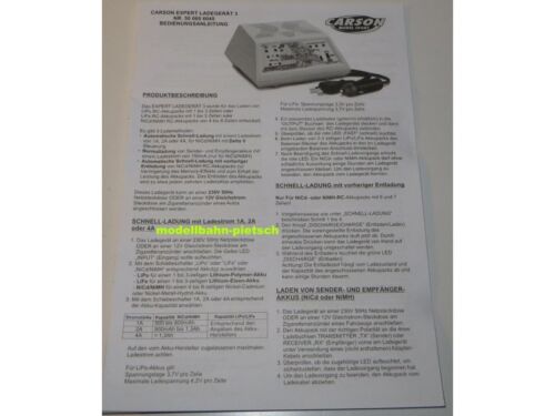 NiMH" OVP II 12V/230V Lader LiPo neu CARSON 606045 "Expert Charger 3 Vers 