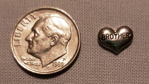 Brother Heart Floating Locket Charm Silver-tone NEW