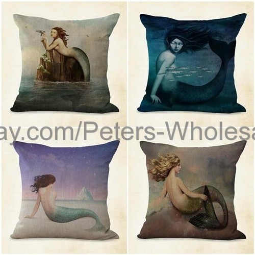 4pcs Coussin oreiller couvre housses de coussin océan Sirène US Vendeur
