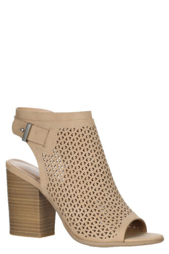 New Women's Fall Winter Cut-Out Perforated Peep Toe Chunky Heel Ankle Bootie 