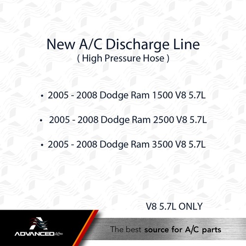 2005-2007 Dodge Ram 1500 2500 3500 V8 5.7L ONLY AC A//C Discharge Line Fits