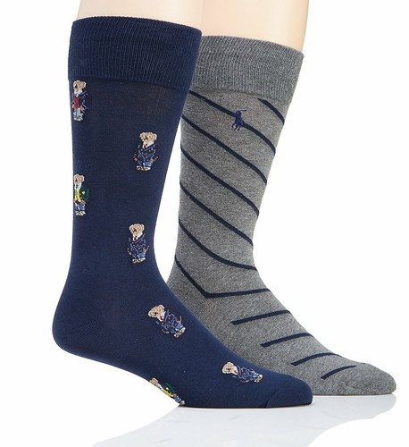 2 Pack Polo Ralph Lauren 899756PK All Over Preppy Polo Bear Socks