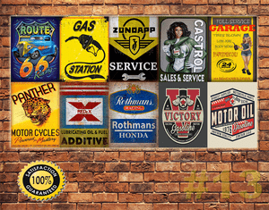 Job Lot 10 x METAL TIN SIGN WALL PLAQUE VINTAGE STYLE GARAGE WORKSHOP #13