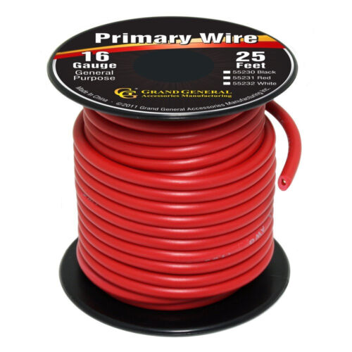 Red 16-Gauge Primary Wire Roll of 25Ft
