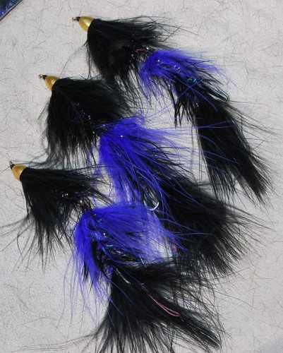 Black n Purple size 4 UV underwrap Articulated Conehead Wooly Bugger