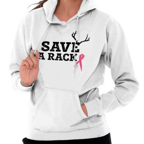 Save A Rack Deer Buck Antlers Hunting BCA Pink Ribbon Gift Hoodie For Ladies 