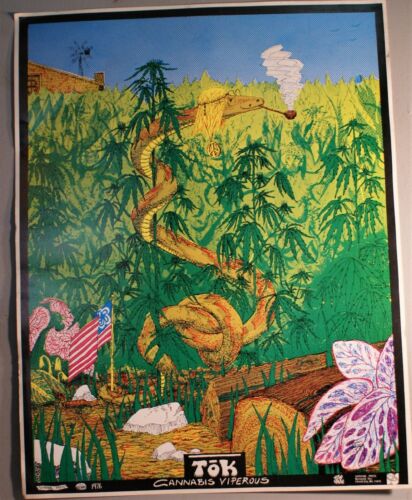 Original 1974 /'Hippy/' Weed Poster ToK Cannibis Viporus rare limited edition