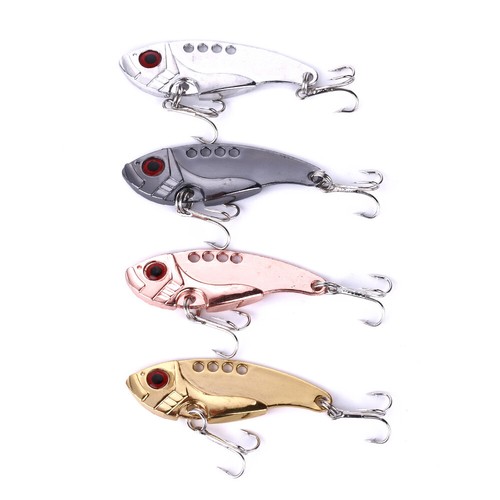 4pcs 5.5cm//11g 3D Eyes Fishing Hard Bait Crankbait Lures Bass VIB Blade Tackle