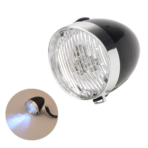H1 Black 3 LED Bicycle Headlight Bike Front Light Vintage Flashlight Lamp