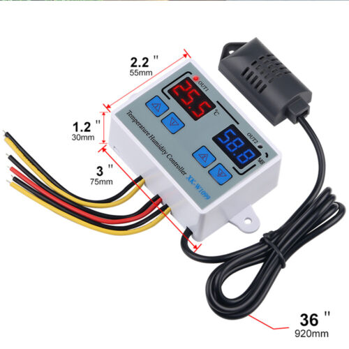Dual Digital Thermostat Temperature Humidity Controller Home Fridge AC110V N3G9 